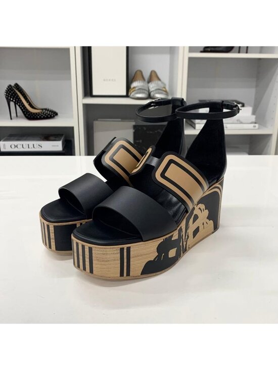 Hermes Crisscross Espadrille Wedge Sandals Black Patent  Hermes Charis Leather Wedge Sole Sandals